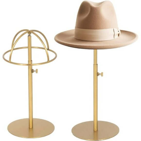 Metal Hat Display Stand 2 Pack Adjustable Cap Rack Holder for Home Boutique Stor - Picture 1 of 7